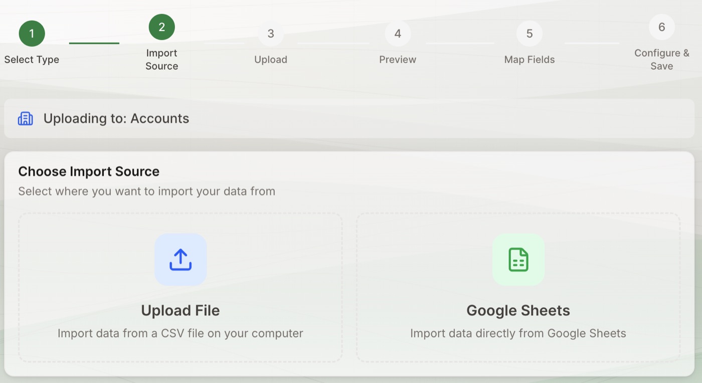 Import from CSV or Google Sheets